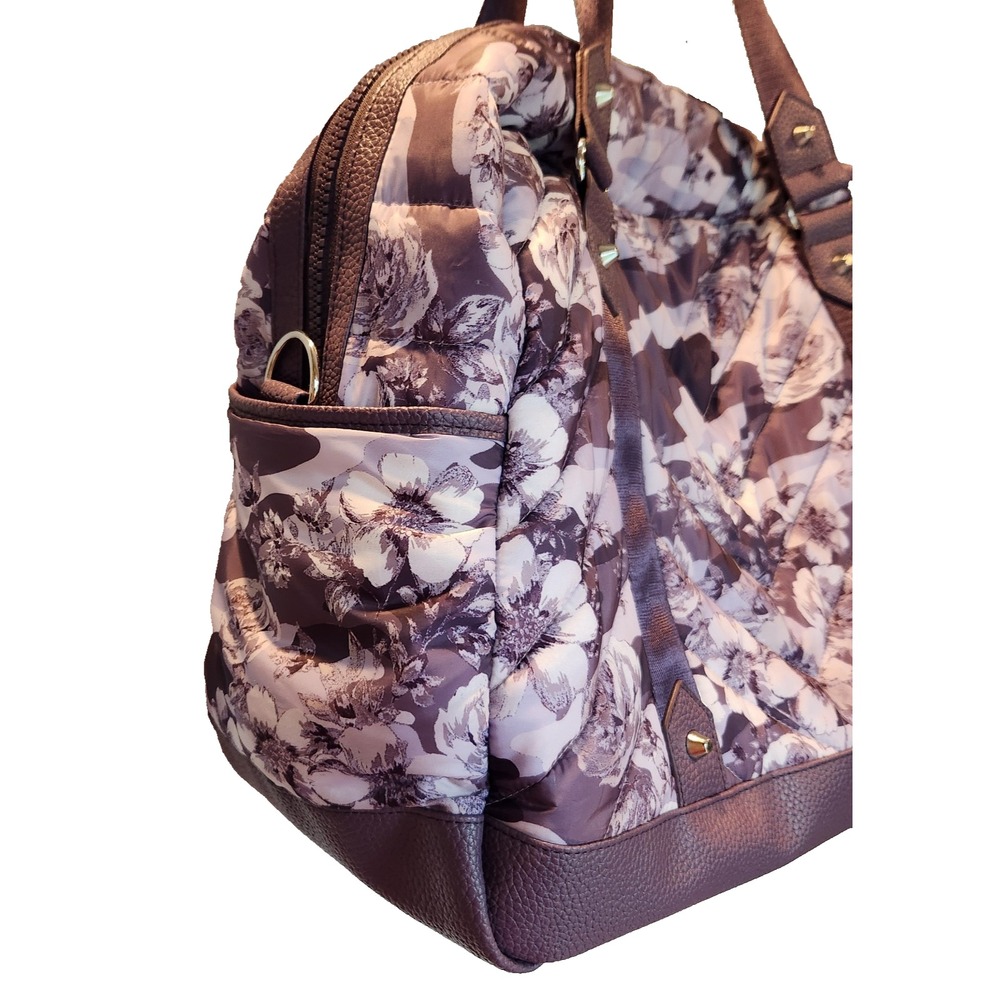 Cynthia Rowley Large Quilted Purple Lavender Floral Camo Weekender Diaper Bag - Picture 11 of 16